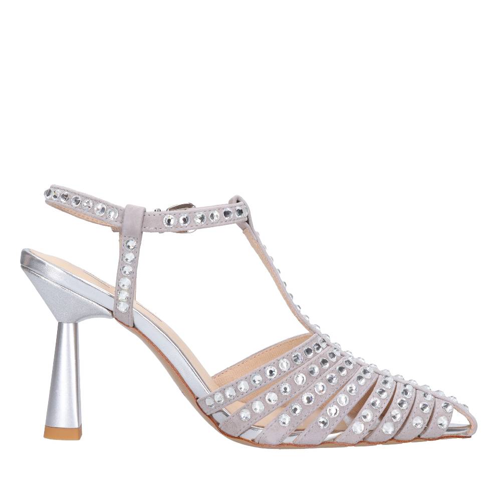 EMANUELLE VEE Décolleté Slingback in pelle e strass Prezzo basso