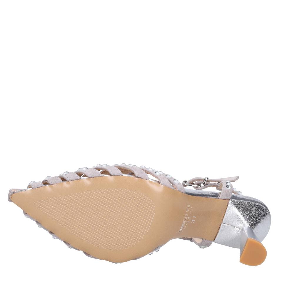 EMANUELLE VEE Décolleté Slingback in pelle e strass Prezzo basso