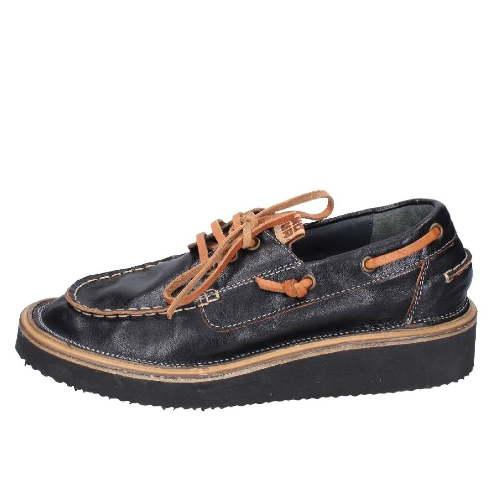 scarpe donna MOMA mocassini nero pelle EY598 In vendita