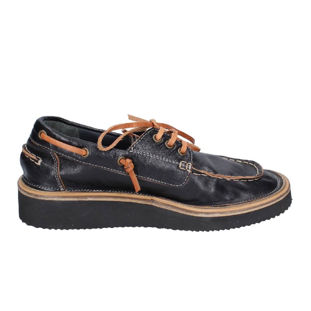 scarpe donna MOMA mocassini nero pelle EY598 In vendita