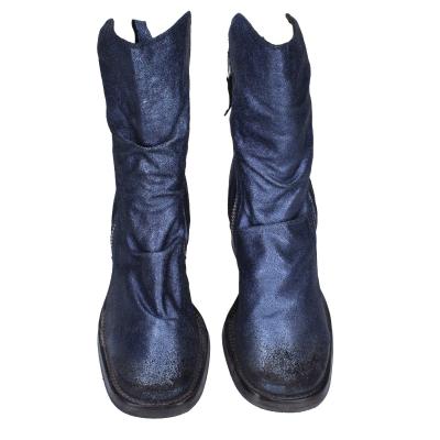 scarpe donna MOMA stivaletti blu pelle camoscio 1CW343 VINTAGE BD819 Prezzo di fabbrica