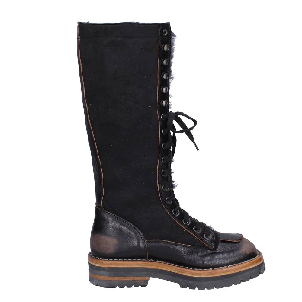 scarpe donna MOMA stivali nero camoscio pelle 81304D-VADO EY495 Pezzi Unici