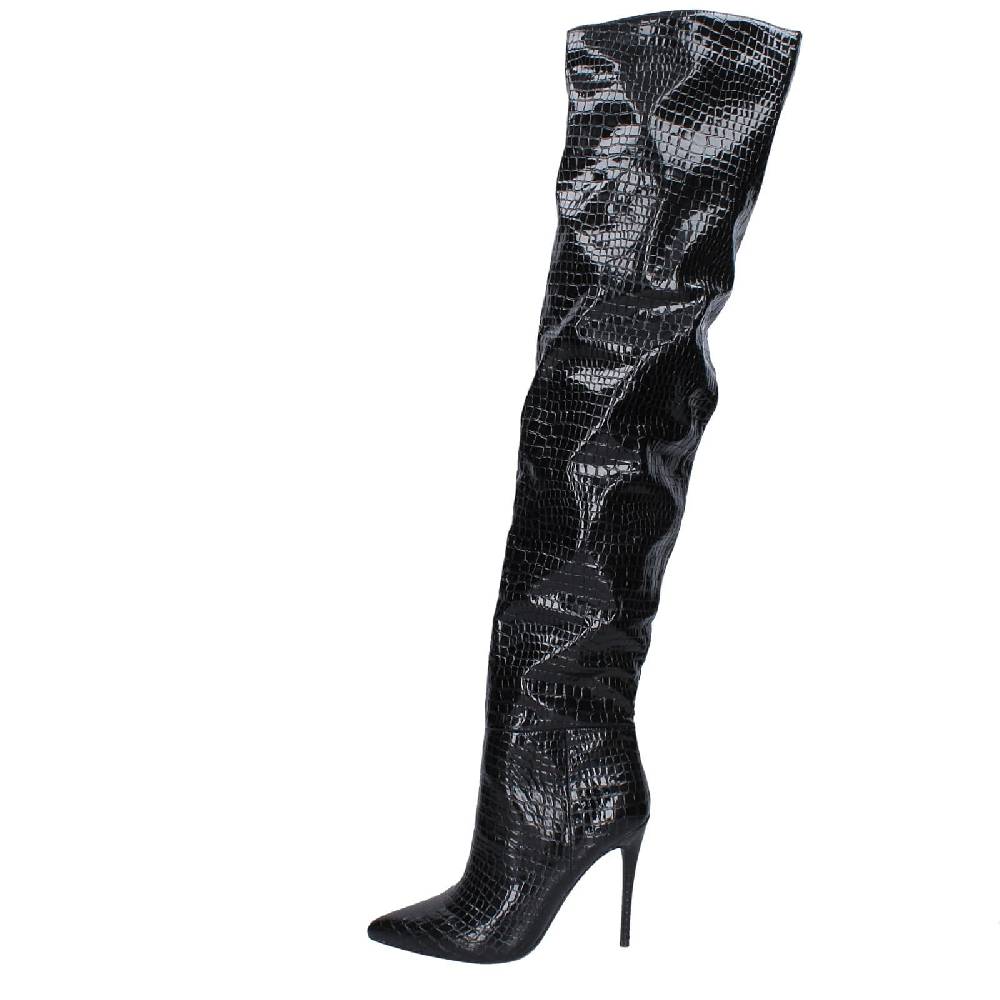 scarpe donna WINNIE MARLOW stivali nero vernice EY276 Promozione temporanea