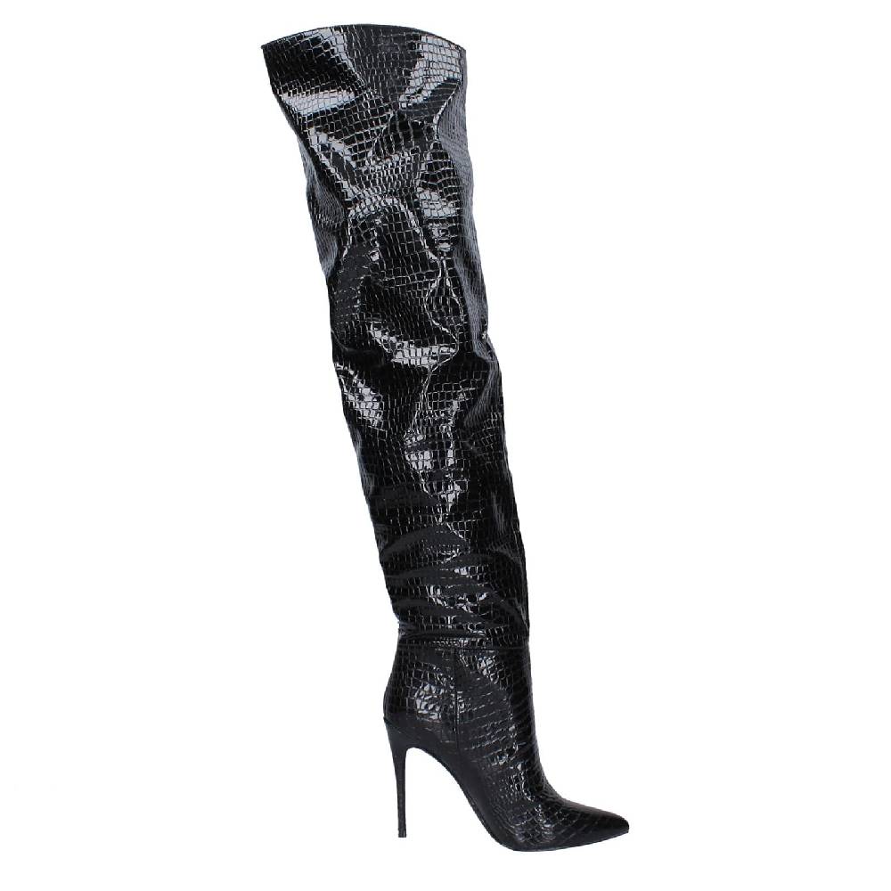 scarpe donna WINNIE MARLOW stivali nero vernice EY276 Promozione temporanea
