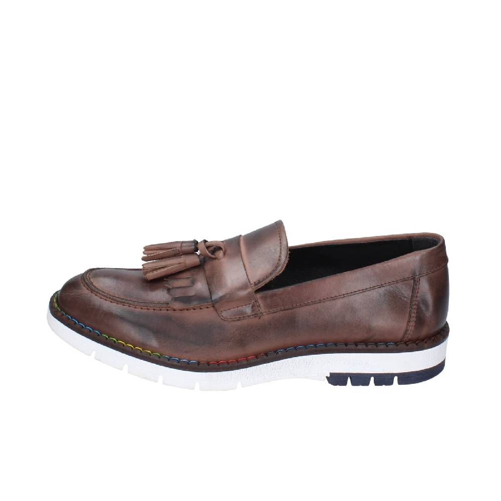 scarpe uomo EVEET mocassini marrone pelle EZ146 Italy