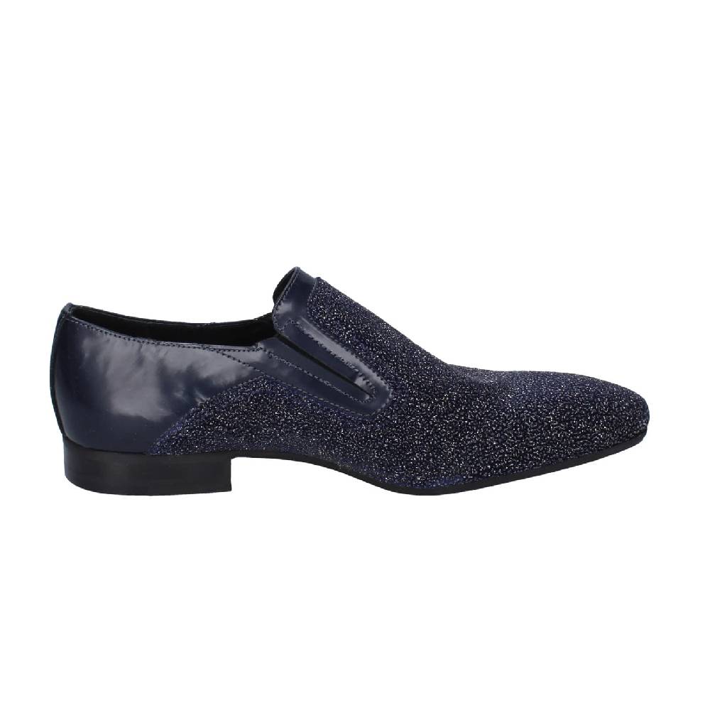 scarpe uomo EVEET classiche blu pelle tessuto 15046 EZ209 Pezzi Unici