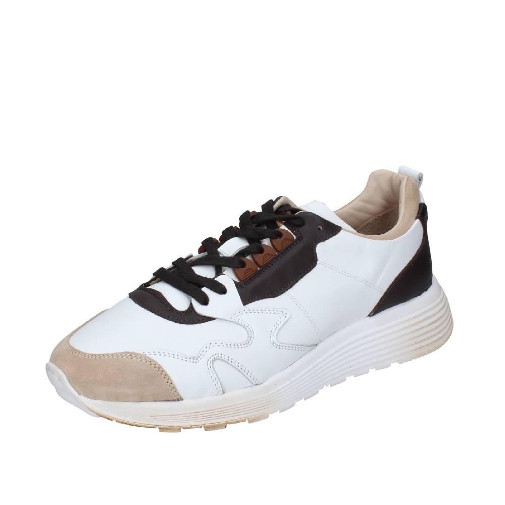 scarpe uomo MOMA sneakers bianco pelle marrone camoscio 61301A EY525 Sconto