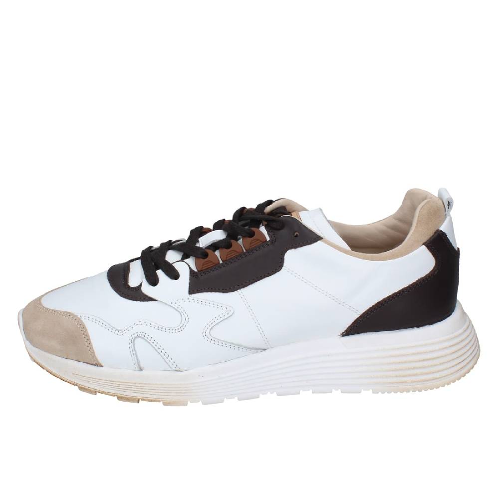 scarpe uomo MOMA sneakers bianco pelle marrone camoscio 61301A EY525 Sconto