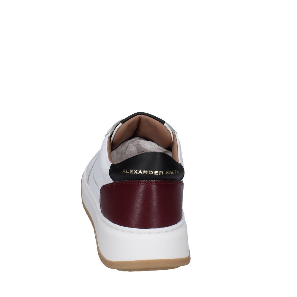 scarpe uomo ALEXANDER SMITH sneakers bianco pelle bordeaux EX600 Online