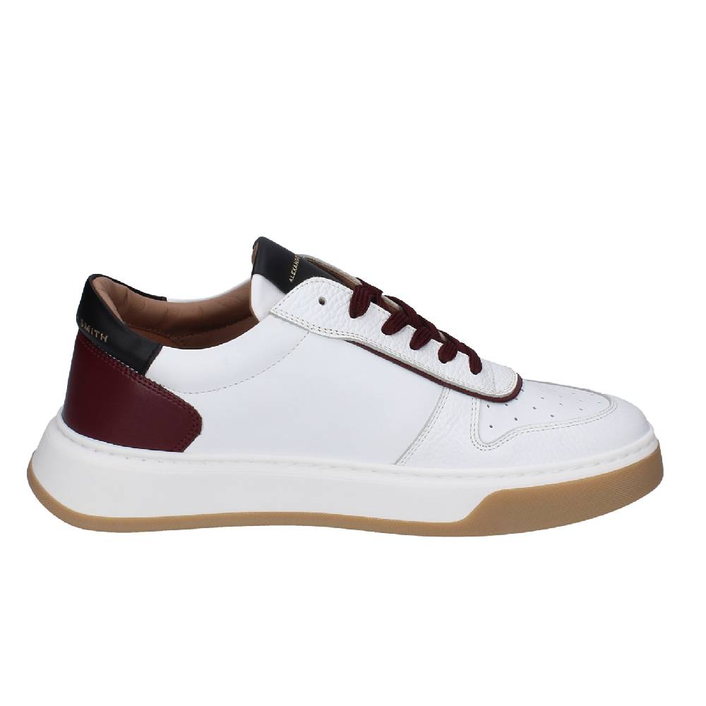 scarpe uomo ALEXANDER SMITH sneakers bianco pelle bordeaux EX600 Online