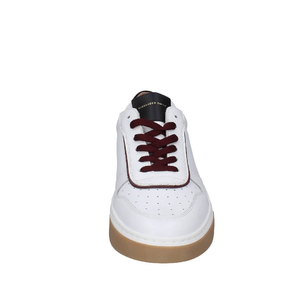 scarpe uomo ALEXANDER SMITH sneakers bianco pelle bordeaux EX600 Online