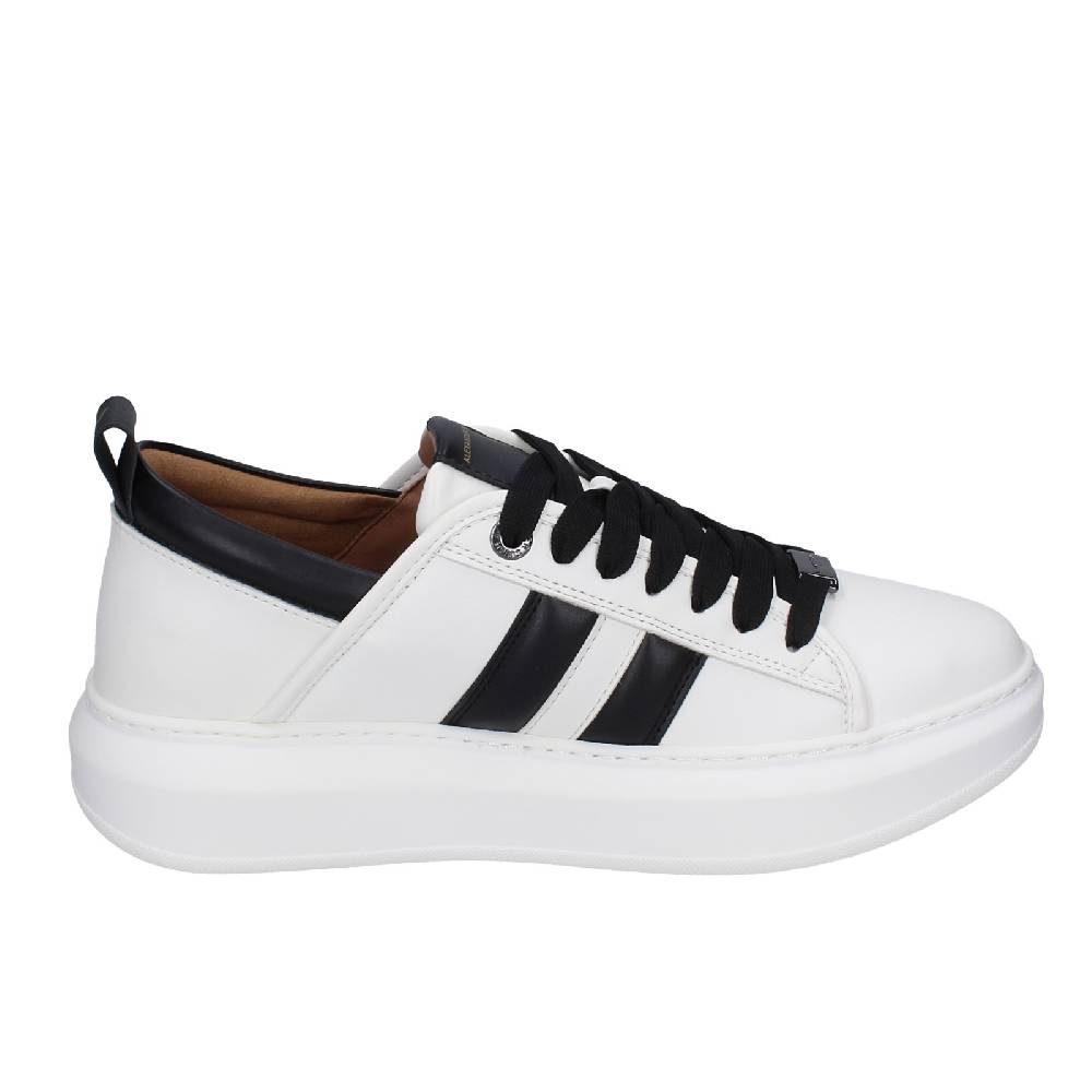 scarpe uomo ALEXANDER SMITH sneakers bianco pelle sintetica nero EX598 Outlet