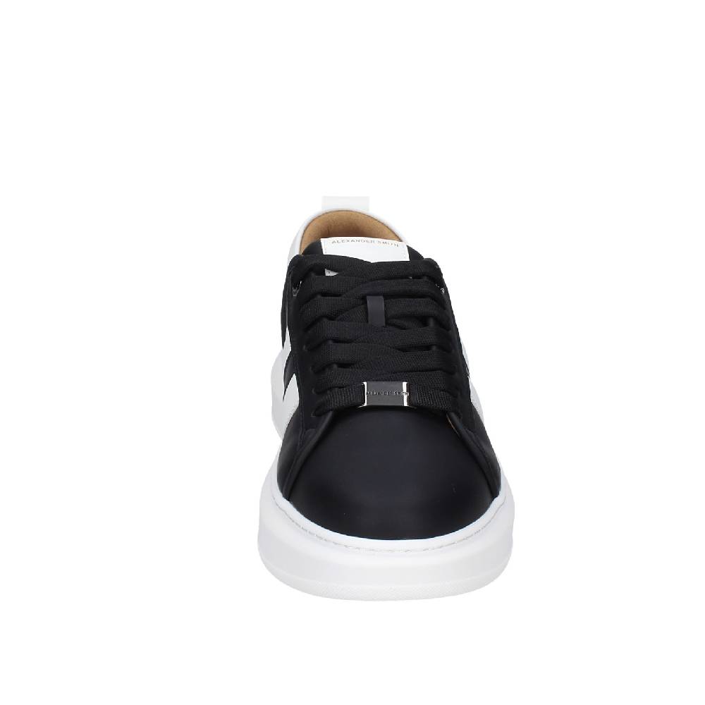 scarpe uomo ALEXANDER SMITH sneakers nero pelle sintetica bianco EX602 Saldi