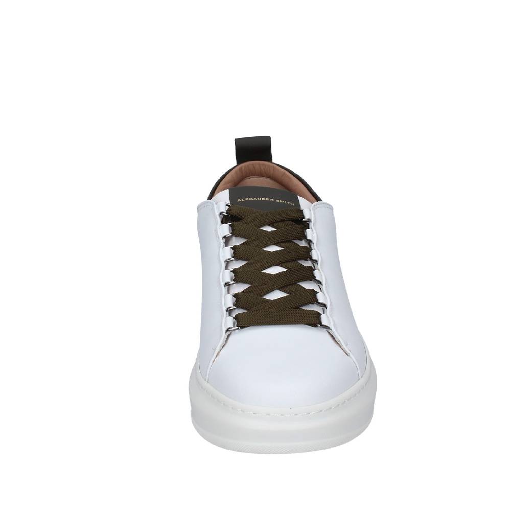 scarpe uomo ALEXANDER SMITH sneakers bianco pelle verde EX529 Offerte