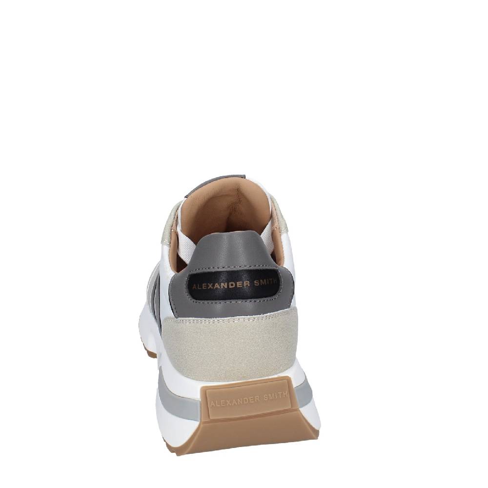 scarpe uomo ALEXANDER SMITH sneakers bianco tessuto beige pelle EX536 Hotsell