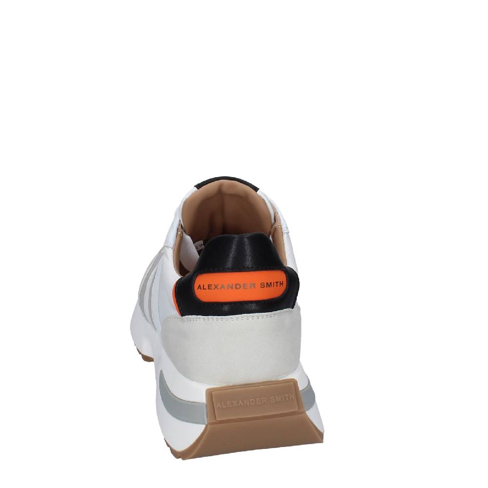 scarpe uomo ALEXANDER SMITH sneakers bianco tessuto pelle EX538 Vendita Economica