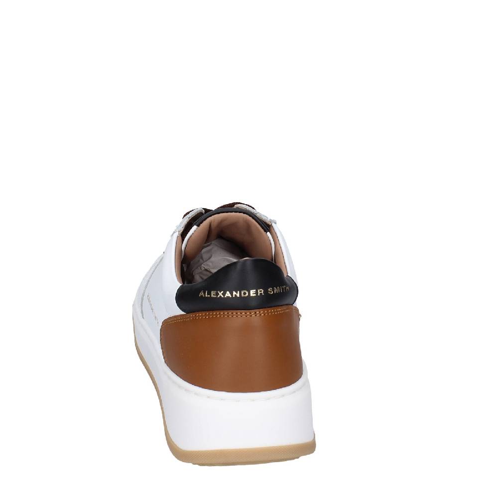 scarpe uomo ALEXANDER SMITH sneakers bianco pelle marrone EX533 I Più Venduti