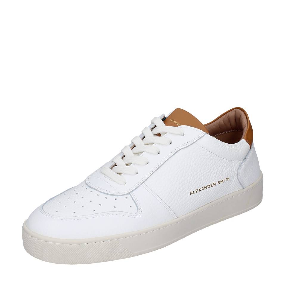 scarpe uomo ALEXANDER SMITH sneakers bianco pelle marrone EX540 Vendite Flash