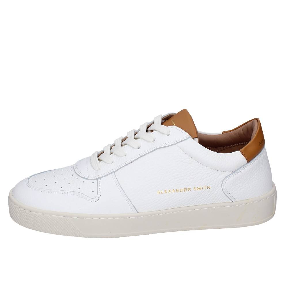 scarpe uomo ALEXANDER SMITH sneakers bianco pelle marrone EX540 Vendite Flash
