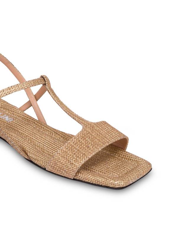 Pollini Sandali Flat In Vitello Stampa Pitone Between The Lines Wood-oro Offerta settimanale