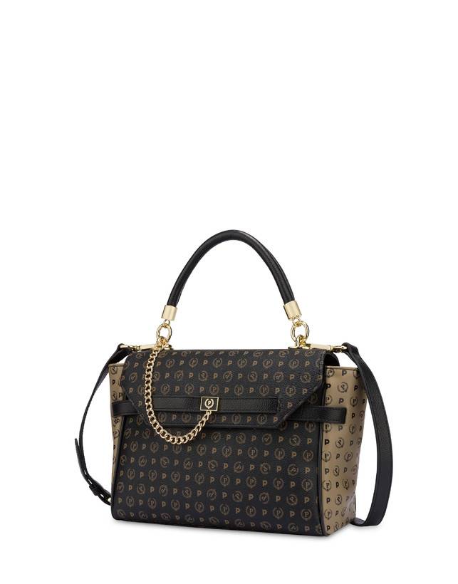 Pollini Borsa A Tracolla Bicolore Heritage Soft Touch Nero/taupe/nero Offerta San Valentino