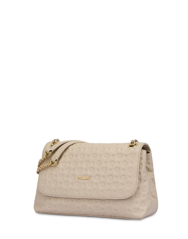 Pollini Borsa A Spalla Heritage Logo Embossed Avorio Sconti VIP