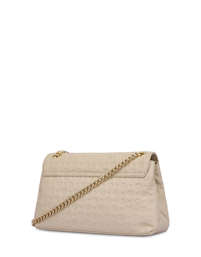 Pollini Borsa A Spalla Heritage Logo Embossed Avorio Sconti VIP