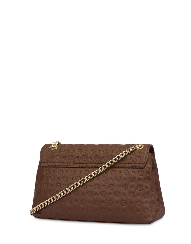 Pollini Borsa A Spalla Heritage Logo Embossed Marrone Prezzo basso