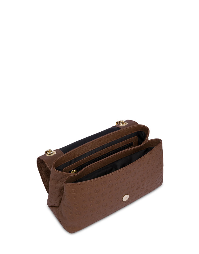 Pollini Borsa A Spalla Heritage Logo Embossed Marrone Prezzo basso