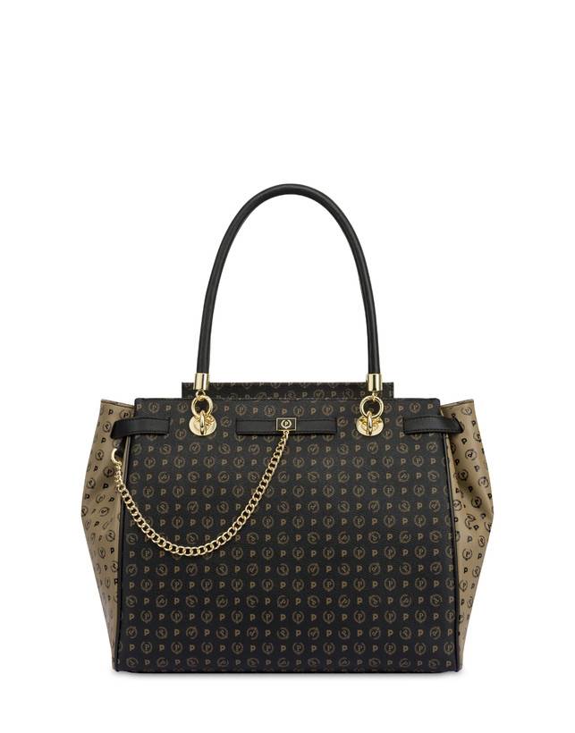 Pollini Borsa A Mano Bicolore Heritage Soft Touch Nero/taupe/nero