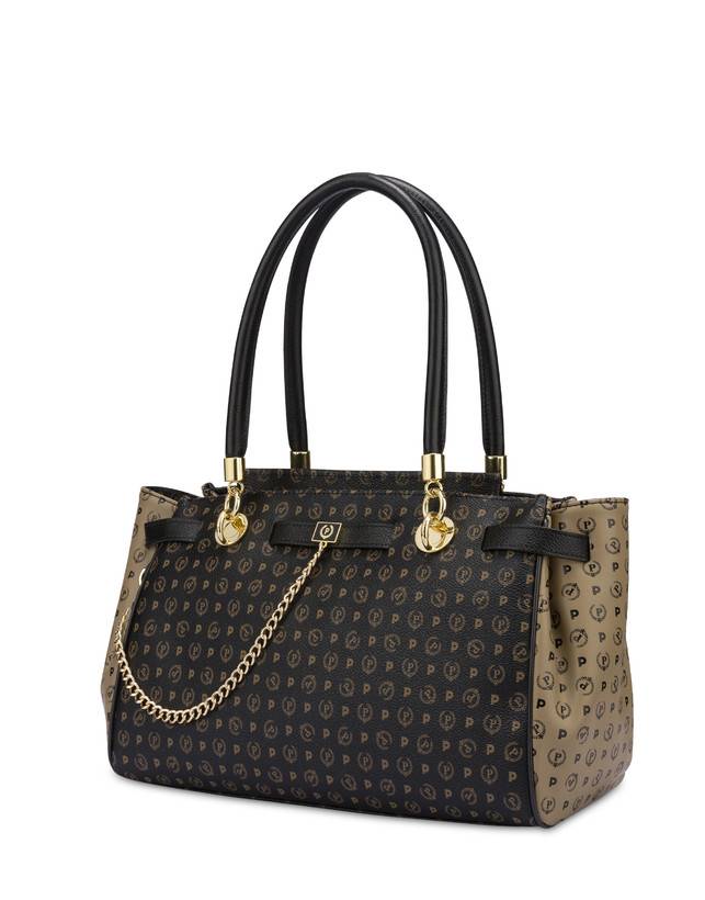 Pollini Borsa Doppio Manico Bicolor Heritage Soft Touch Nero/taupe/nero Fino al 60% di sconto