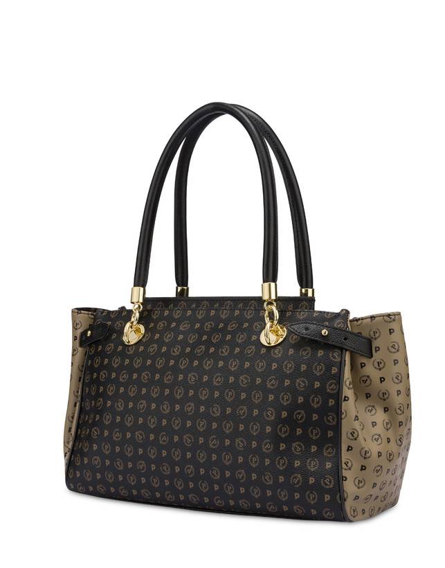 Pollini Borsa Doppio Manico Bicolor Heritage Soft Touch Nero/taupe/nero Fino al 60% di sconto