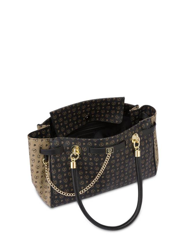 Pollini Borsa Doppio Manico Bicolor Heritage Soft Touch Nero/taupe/nero Fino al 60% di sconto