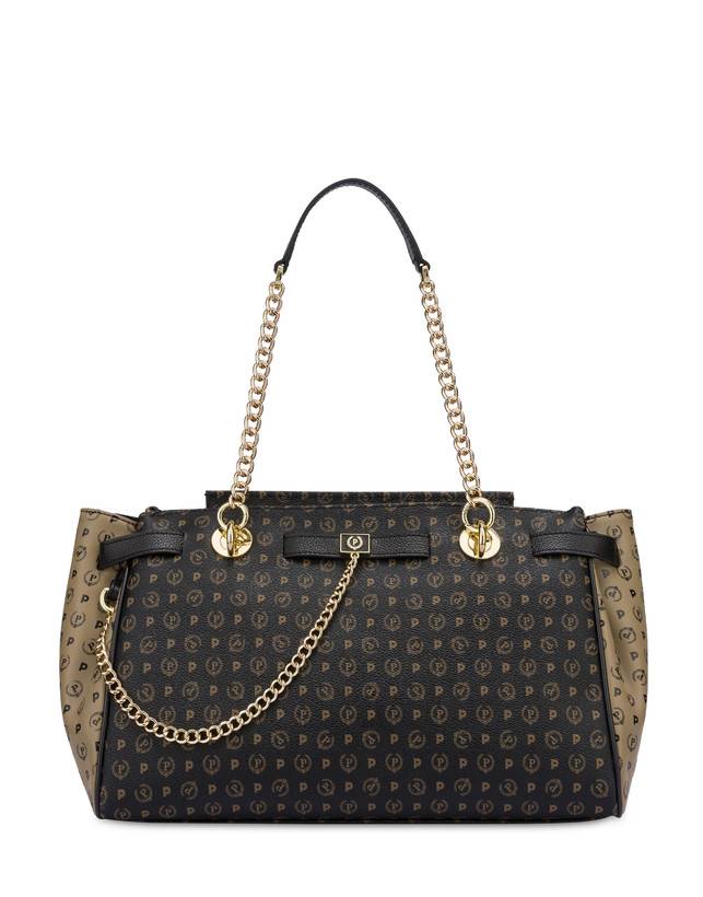 Pollini Borsa Doppio Manico Bicolor Heritage Soft Touch Nero/taupe/nero Fino al 60% di sconto
