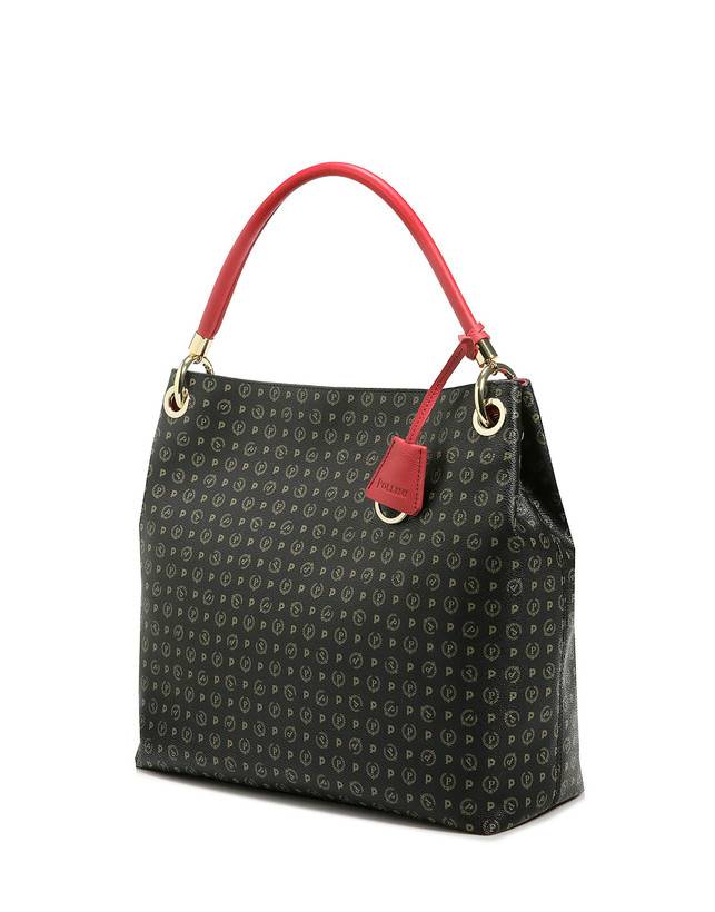 Pollini Borsa A Spalla Heritage Logo Classic Nero/lacca Offerta speciale della fabbrica