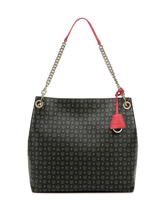 Pollini Borsa A Spalla Heritage Logo Classic Nero/lacca Offerta speciale della fabbrica