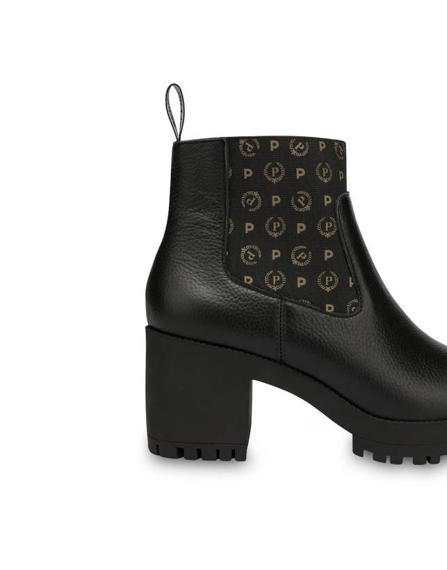Pollini Stivaletti In Vitello Logo Heritage Nero/nero Black Friday Prezzi