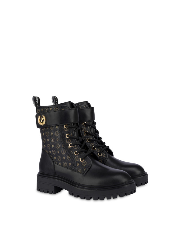 Pollini Combat Boot Heritage Logo Classic Nero/nero In vendita