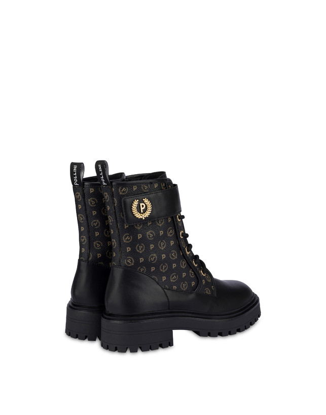 Pollini Combat Boot Heritage Logo Classic Nero/nero In vendita