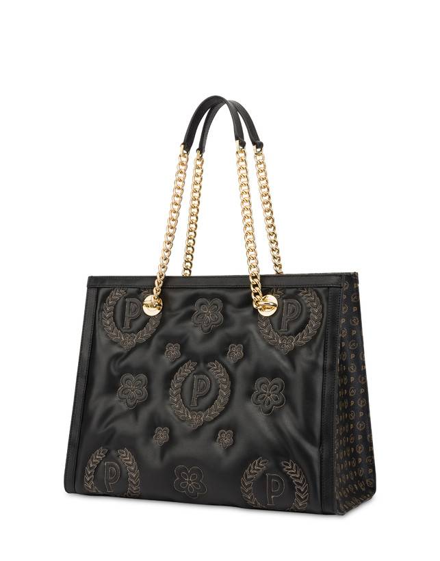 Pollini Tote Bag Con Manici Amovibili Puffy Heritage Nero/nero/nero Nuovo