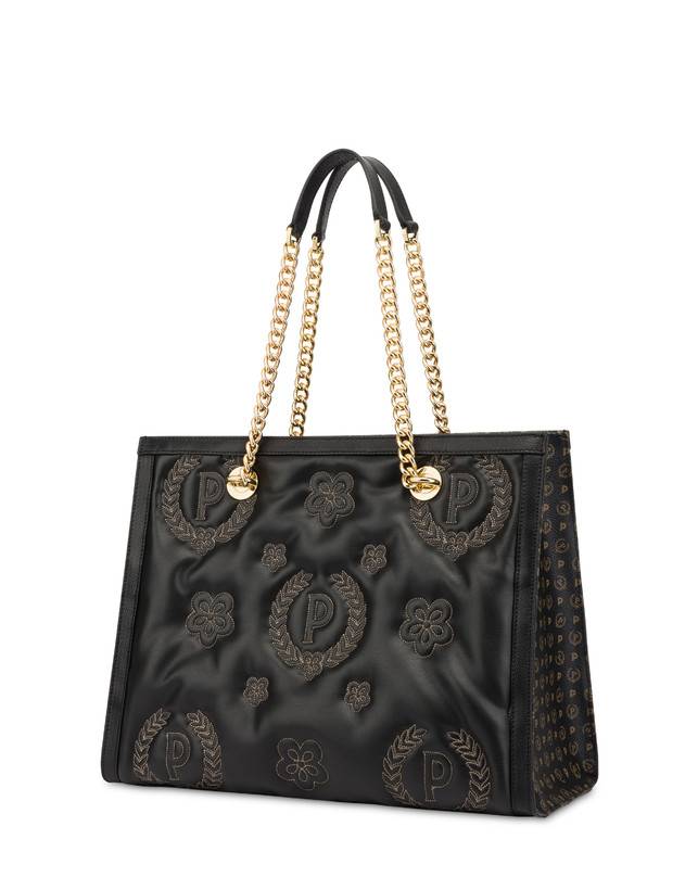 Pollini Tote Bag Con Manici Amovibili Puffy Heritage Nero/nero/nero Nuovo