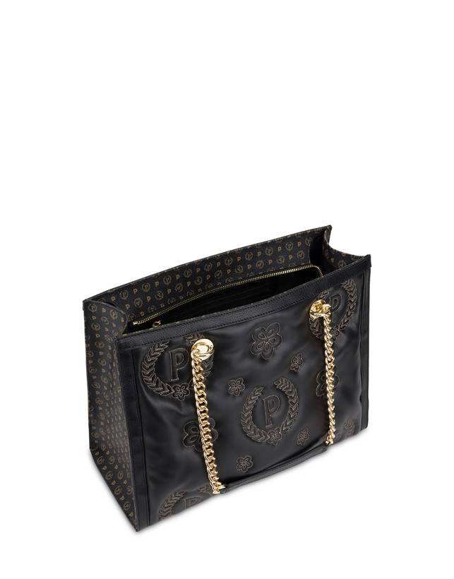 Pollini Tote Bag Con Manici Amovibili Puffy Heritage Nero/nero/nero Nuovo