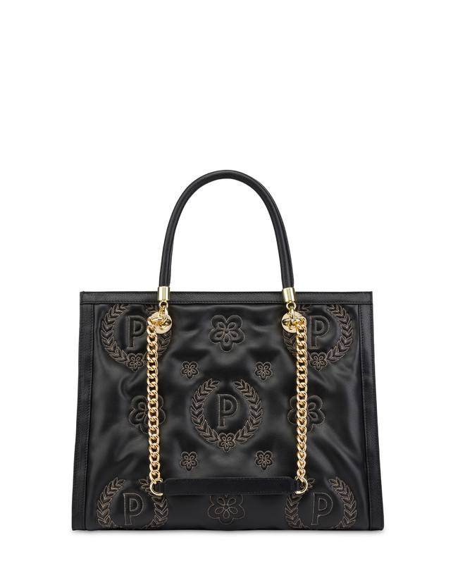 Pollini Tote Bag Con Manici Amovibili Puffy Heritage Nero/nero/nero Nuovo