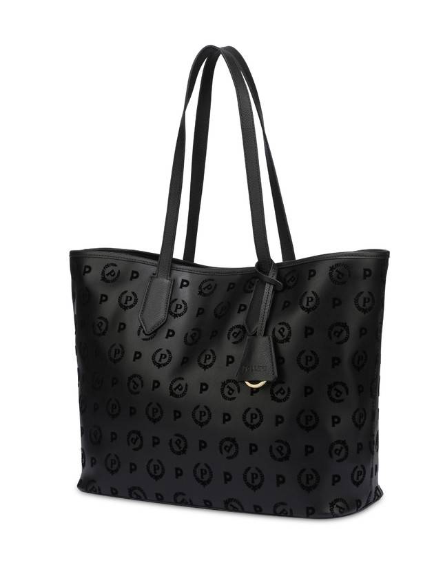 Pollini Shopping Bag Heritage Flock Nero/nero Pezzi Unici