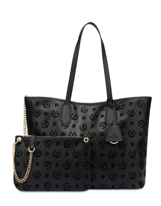 Pollini Shopping Bag Heritage Flock Nero/nero Pezzi Unici