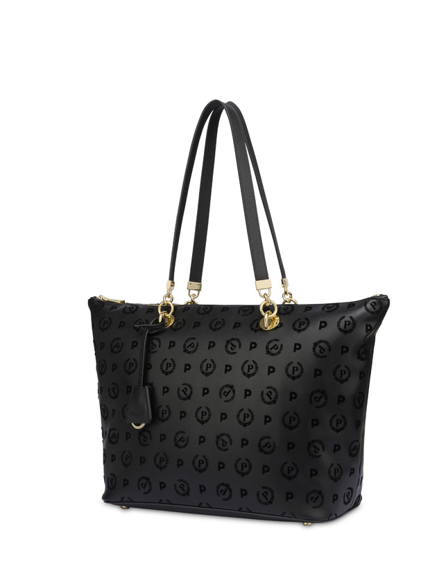 Pollini Shopping Bag Con Manici Intercambiabili Heritage Flock Nero/nero Novità
