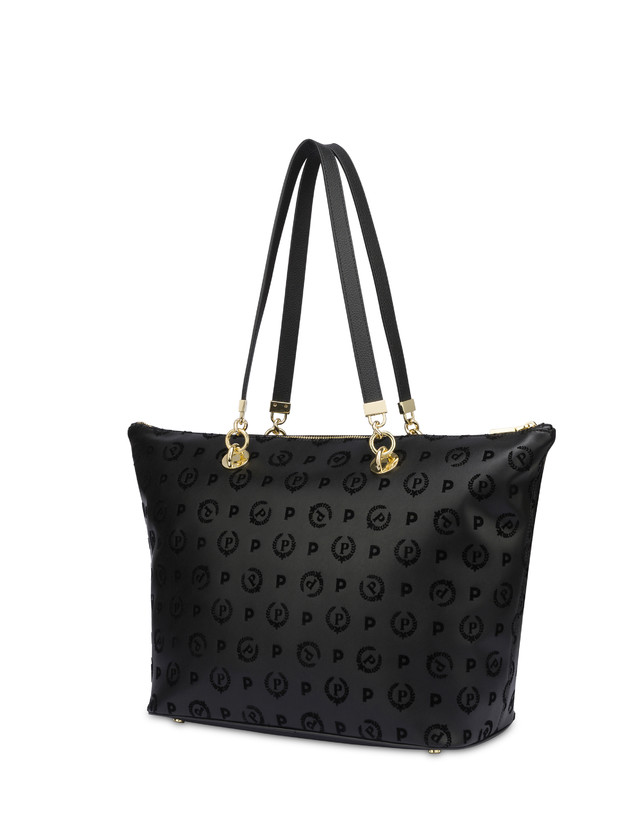Pollini Shopping Bag Con Manici Intercambiabili Heritage Flock Nero/nero Novità