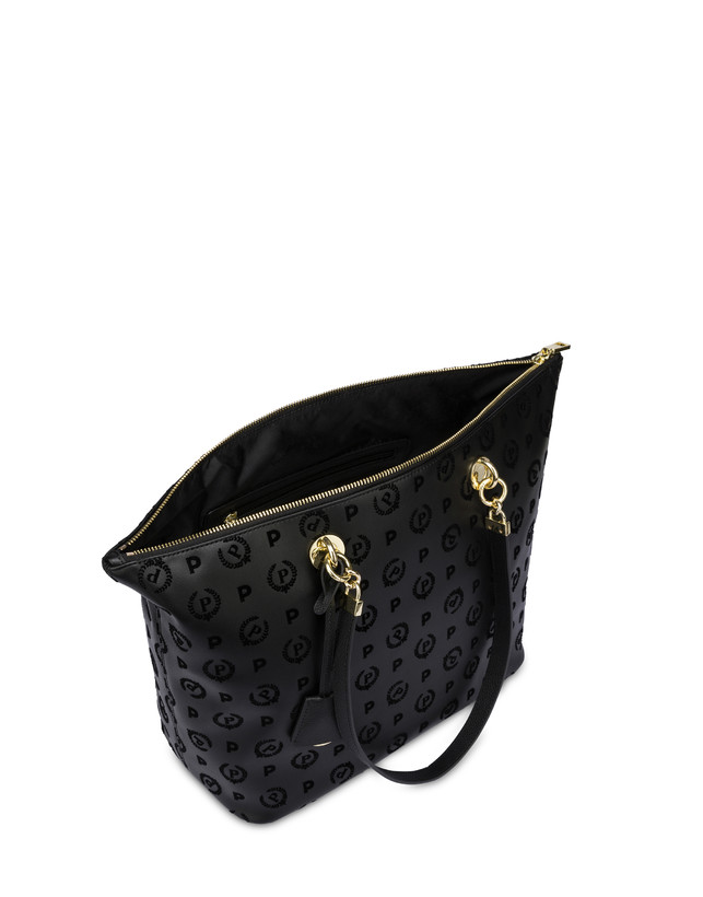 Pollini Shopping Bag Con Manici Intercambiabili Heritage Flock Nero/nero Novità