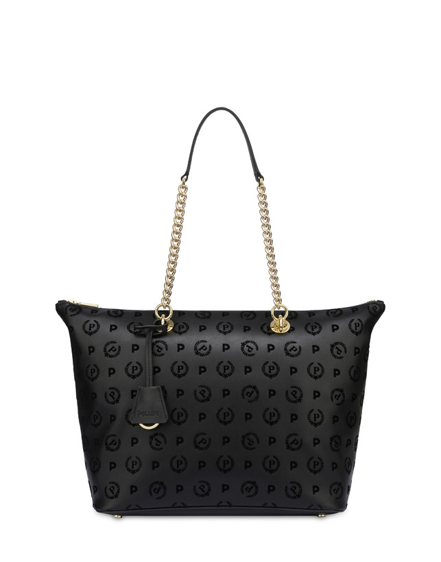 Pollini Shopping Bag Con Manici Intercambiabili Heritage Flock Nero/nero Novità
