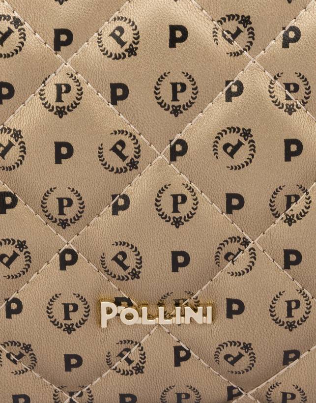 Pollini Borsa A Tracolla Heritage Matelassé Oro/nero Sconto
